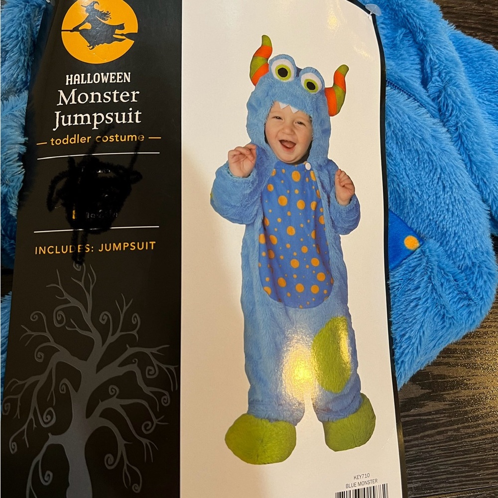 New Halloween costume Blue Monster 6-12 month months one piece Romper